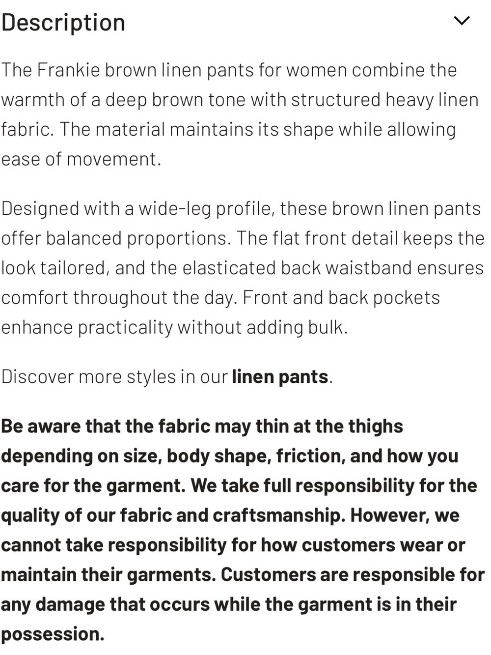 Frankie Heavy Linen Trousers Women's Wide-Leg Brown Linen Blend Pants - Picture 13 of 15